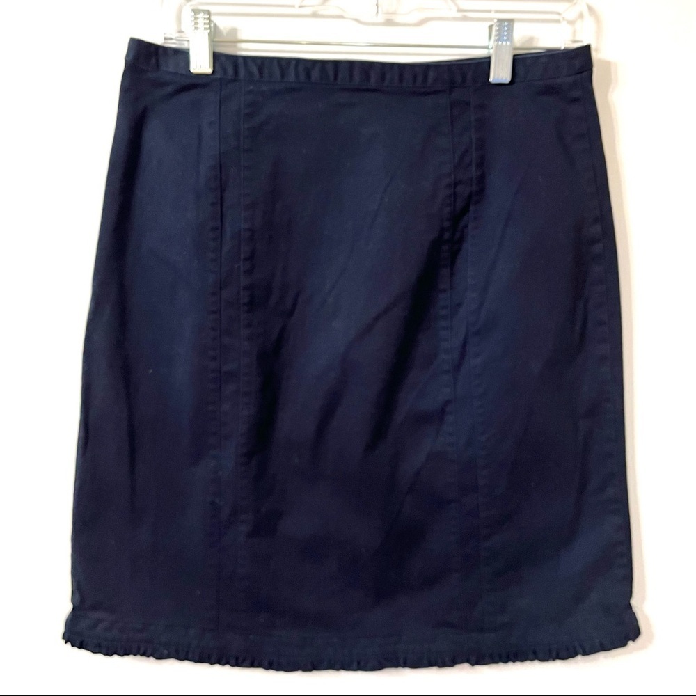 Y2K Tommy Hilfiger Ruffle Hem Pencil Skirt Blue Women’s Size 4 Cotton Blend